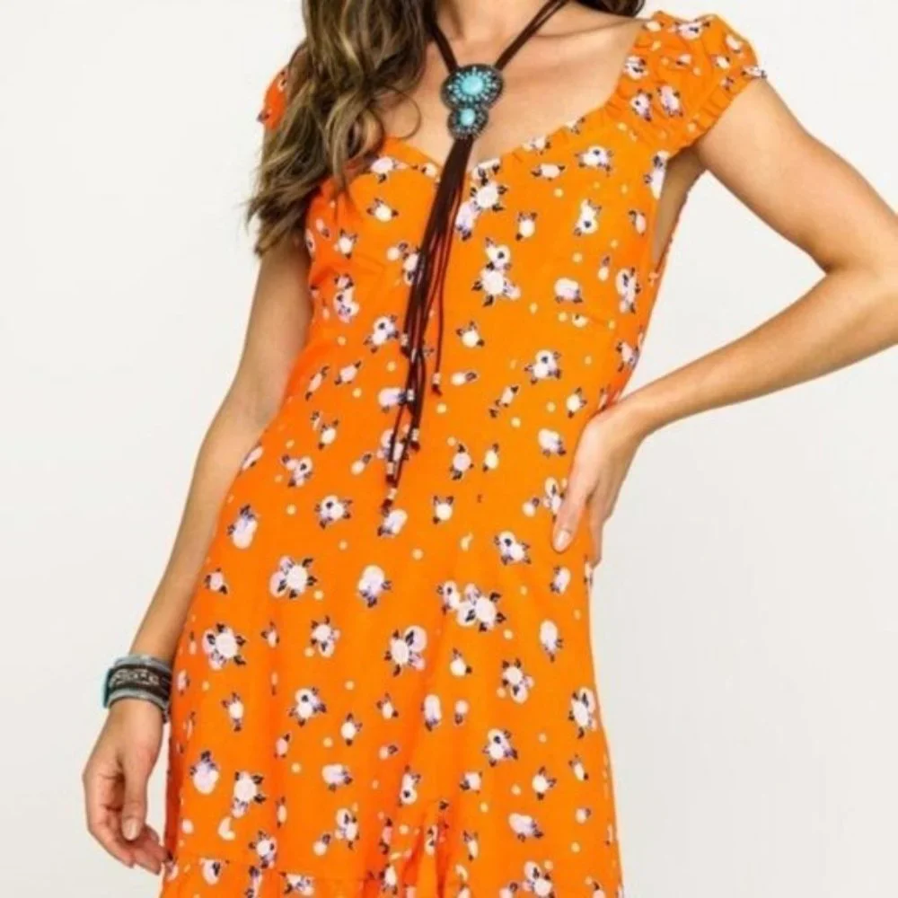 Free People Like A Lady Printed Mini Dress L - Picture 1 of 3